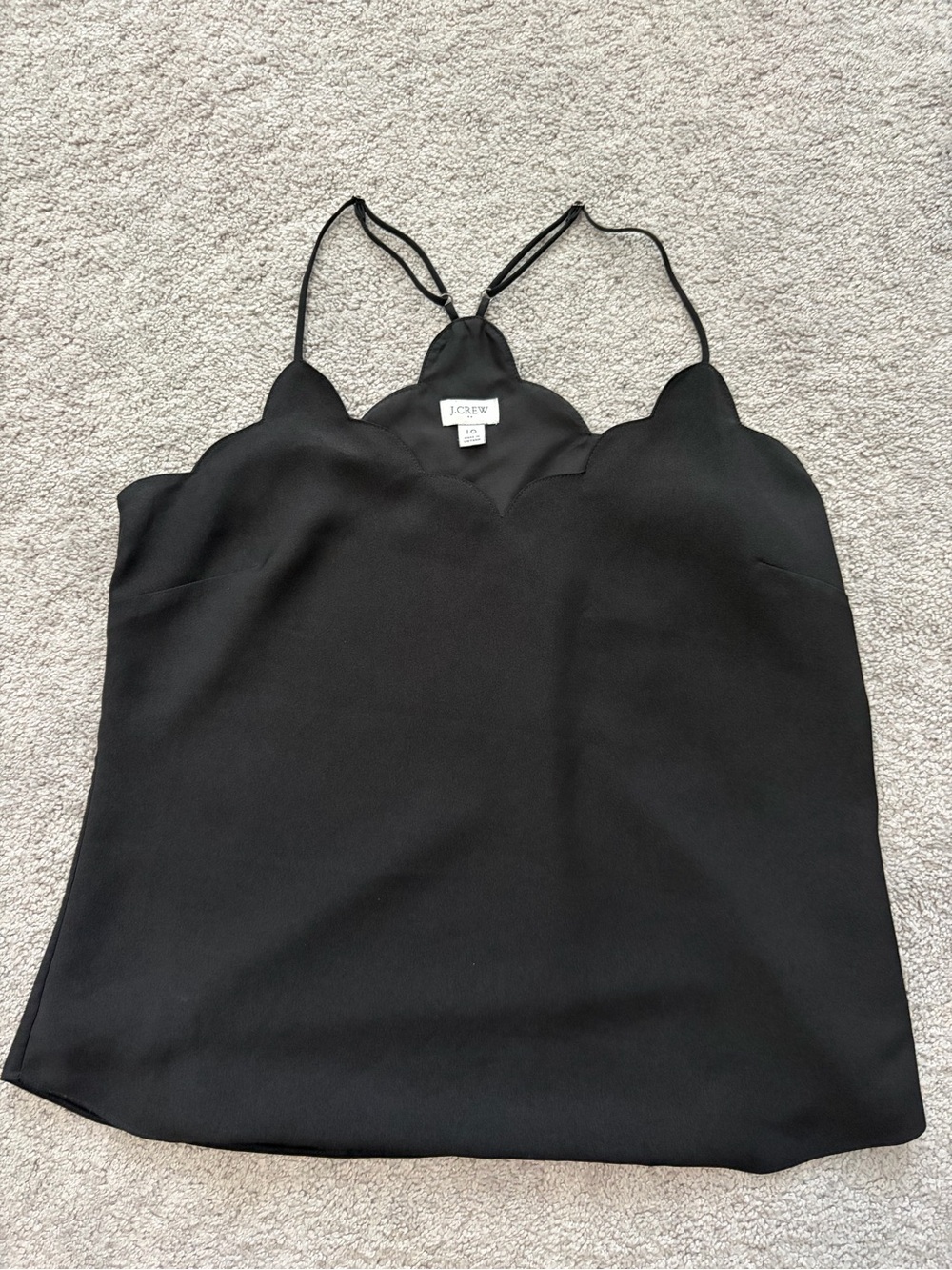 J. Crew Black Scalloped-Edge Camisole Top